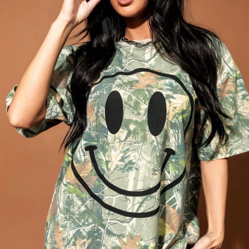 Dressed in LALA Camouflage Smiley Face Tee